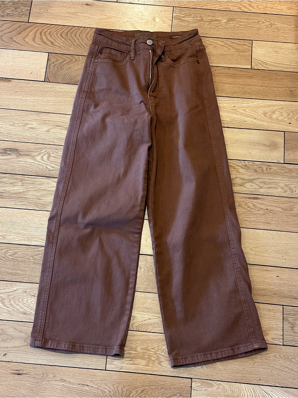 Judy Blue Chocolate Brown High-Rise Wide Leg Crop Jeans